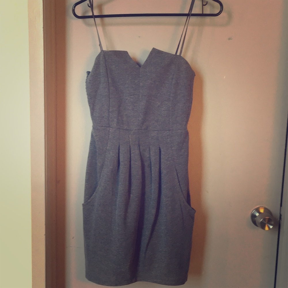 Flattering ASOS smocked Tulip mini dress gray UK6